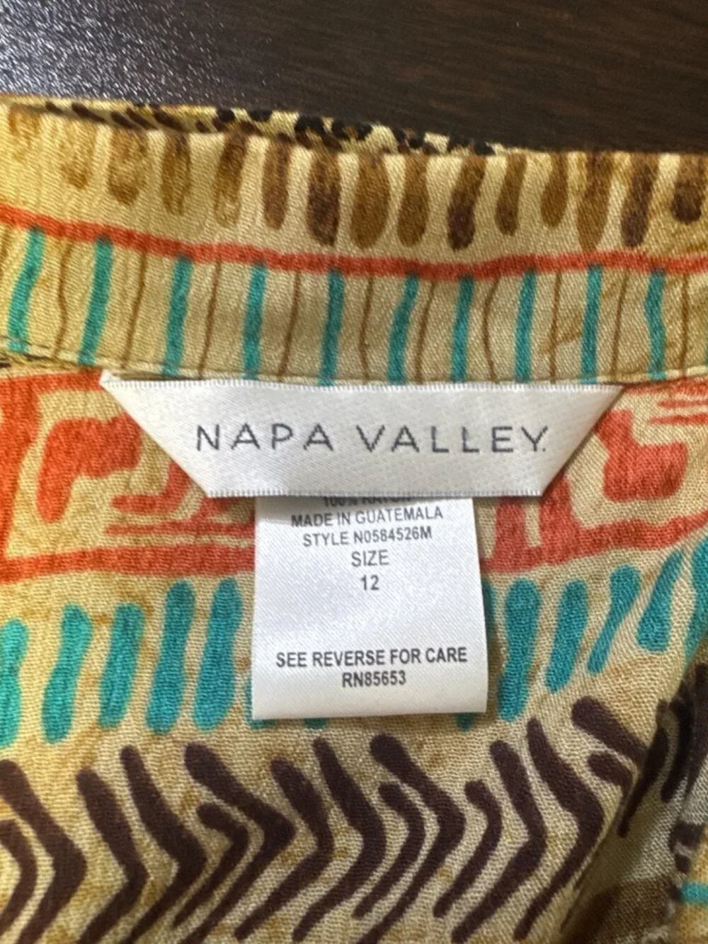 Napa Valley Womens Size 10 Button Front Tribal Print 2 pc Skirt Set Multicolor